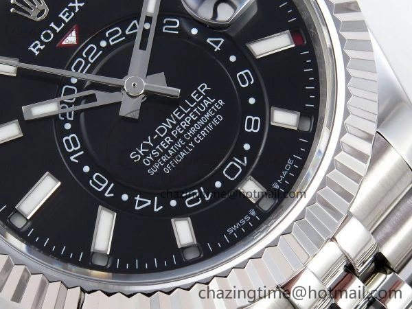 WrinkleFree Sky-Dweller 326934 904L SS ZF 1:1 Best Edition Black Dial on SS Jubilee Bracelet A 1482
