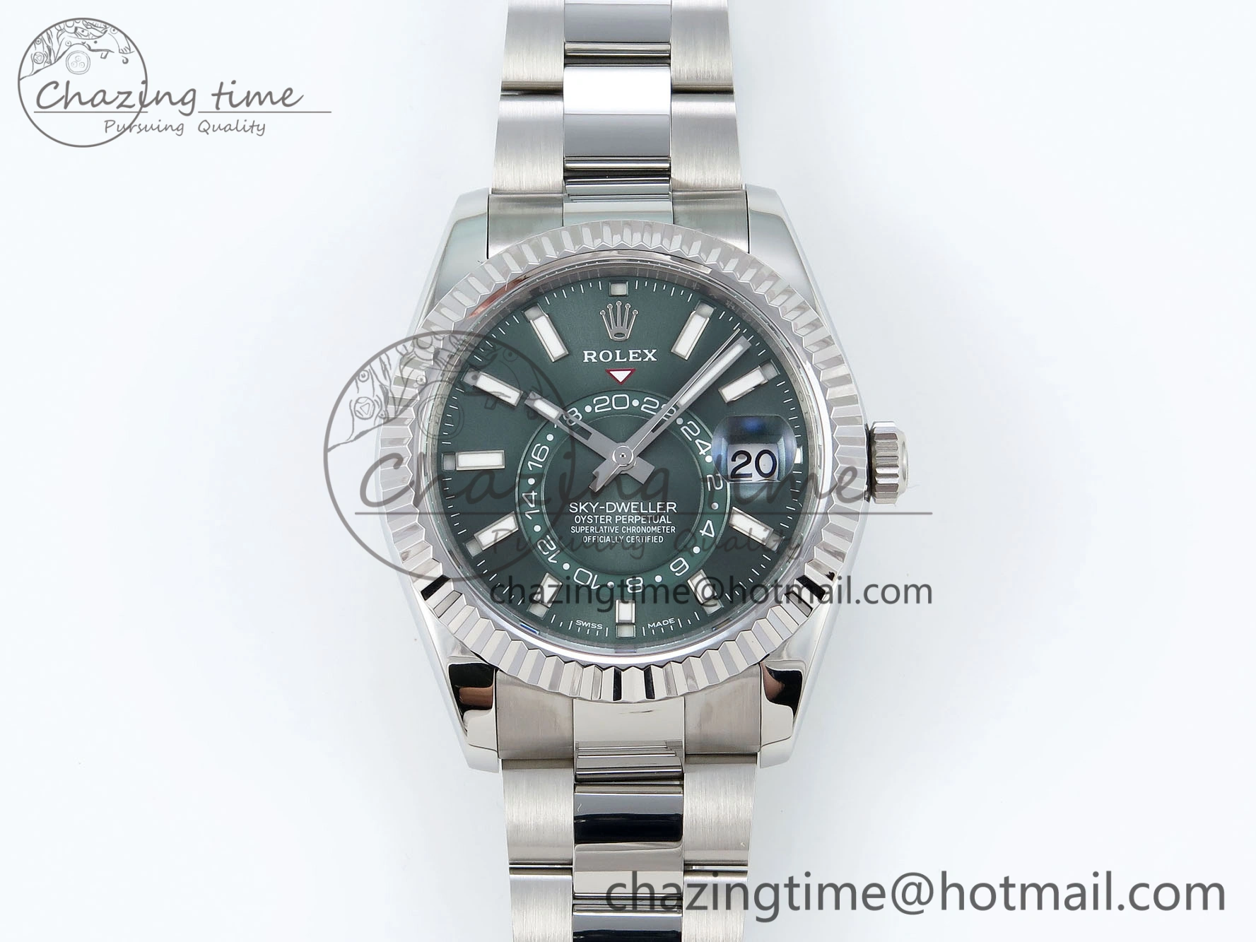 Compact Sky-Dweller 326934 904L SS ZF 1:1 Best Edition Green Dial on SS Bracelet A 1700