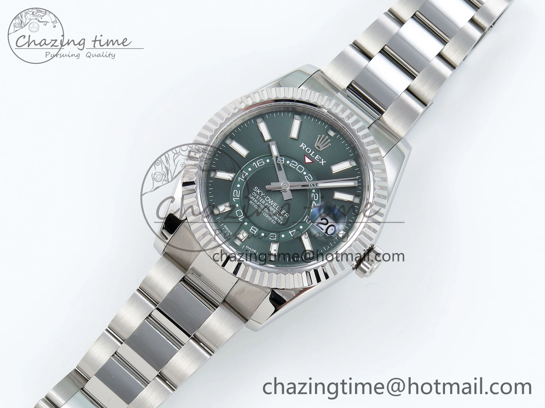 Compact Sky-Dweller 326934 904L SS ZF 1:1 Best Edition Green Dial on SS Bracelet A 1700