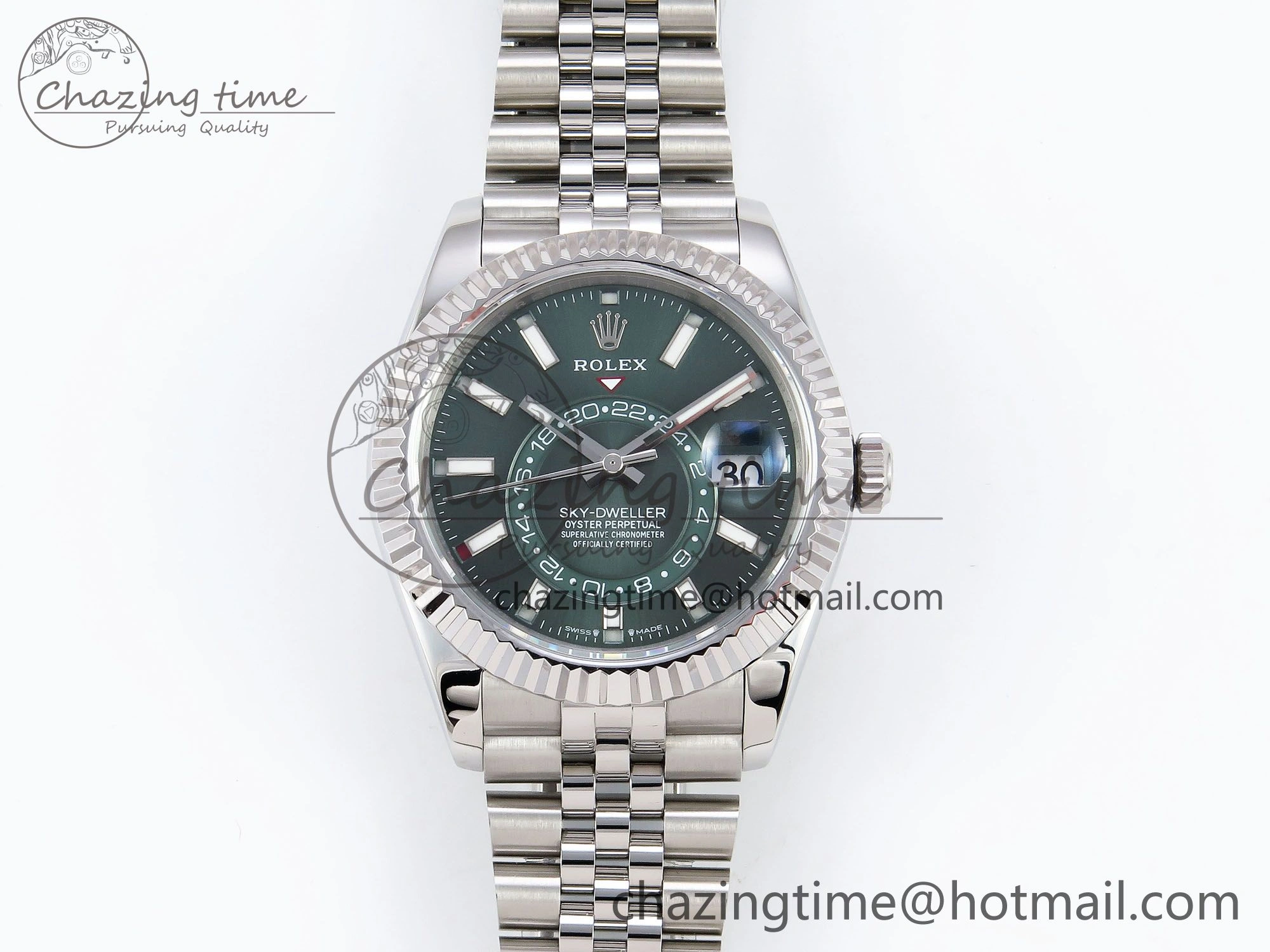 Unisex Sky-Dweller 326934 904L SS ZF 1:1 Best Edition Green Dial on SS Jubilee Bracelet A 1486