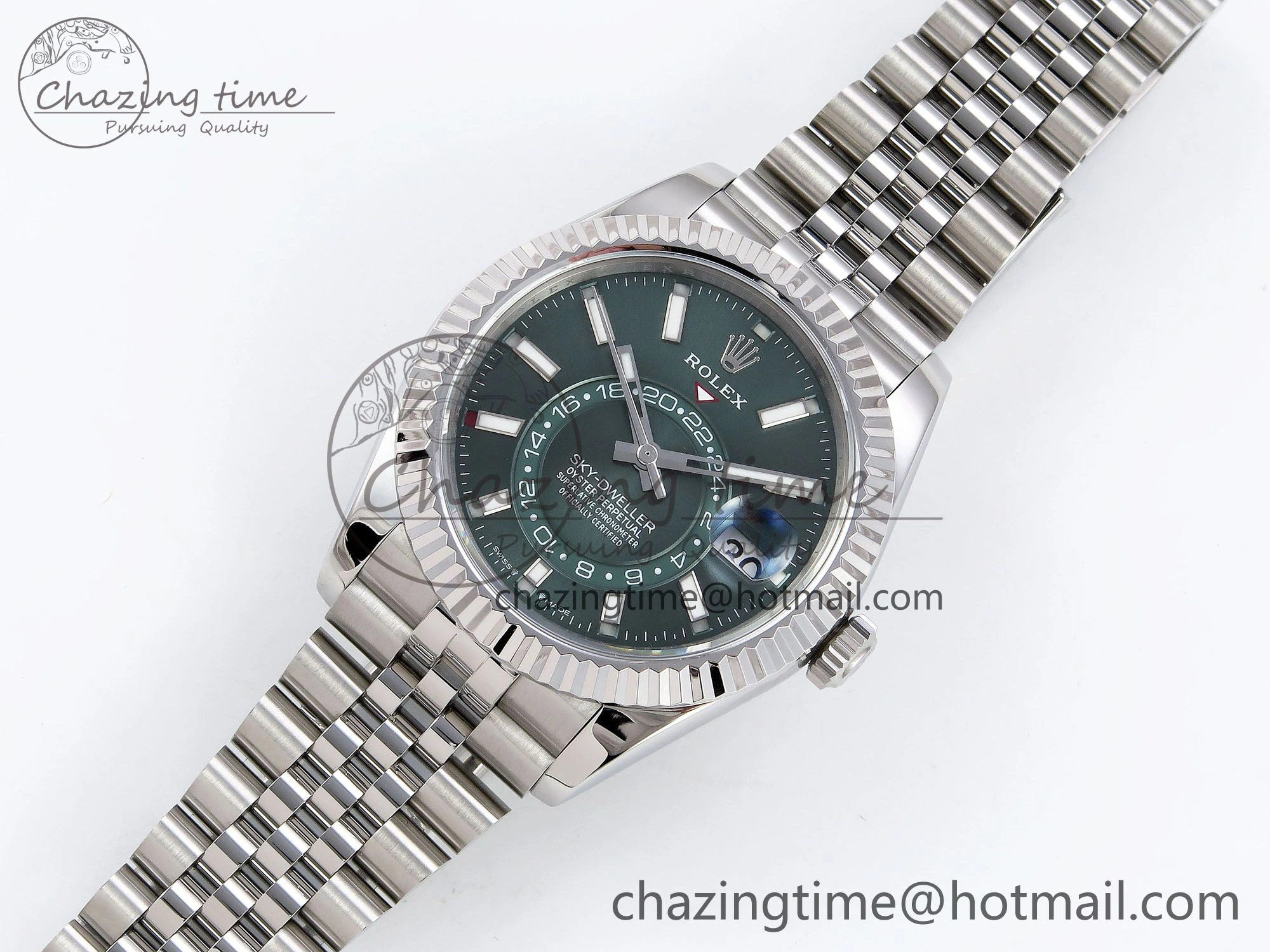 Unisex Sky-Dweller 326934 904L SS ZF 1:1 Best Edition Green Dial on SS Jubilee Bracelet A 1486