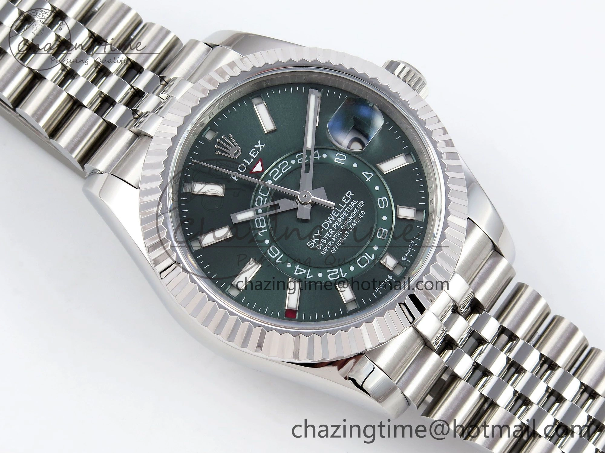 Unisex Sky-Dweller 326934 904L SS ZF 1:1 Best Edition Green Dial on SS Jubilee Bracelet A 1486