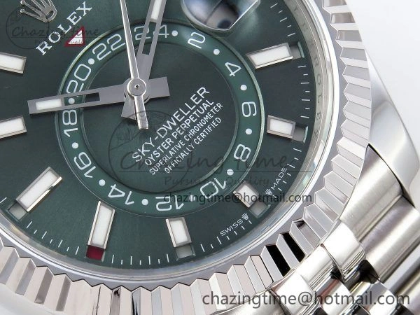 Unisex Sky-Dweller 326934 904L SS ZF 1:1 Best Edition Green Dial on SS Jubilee Bracelet A 1486