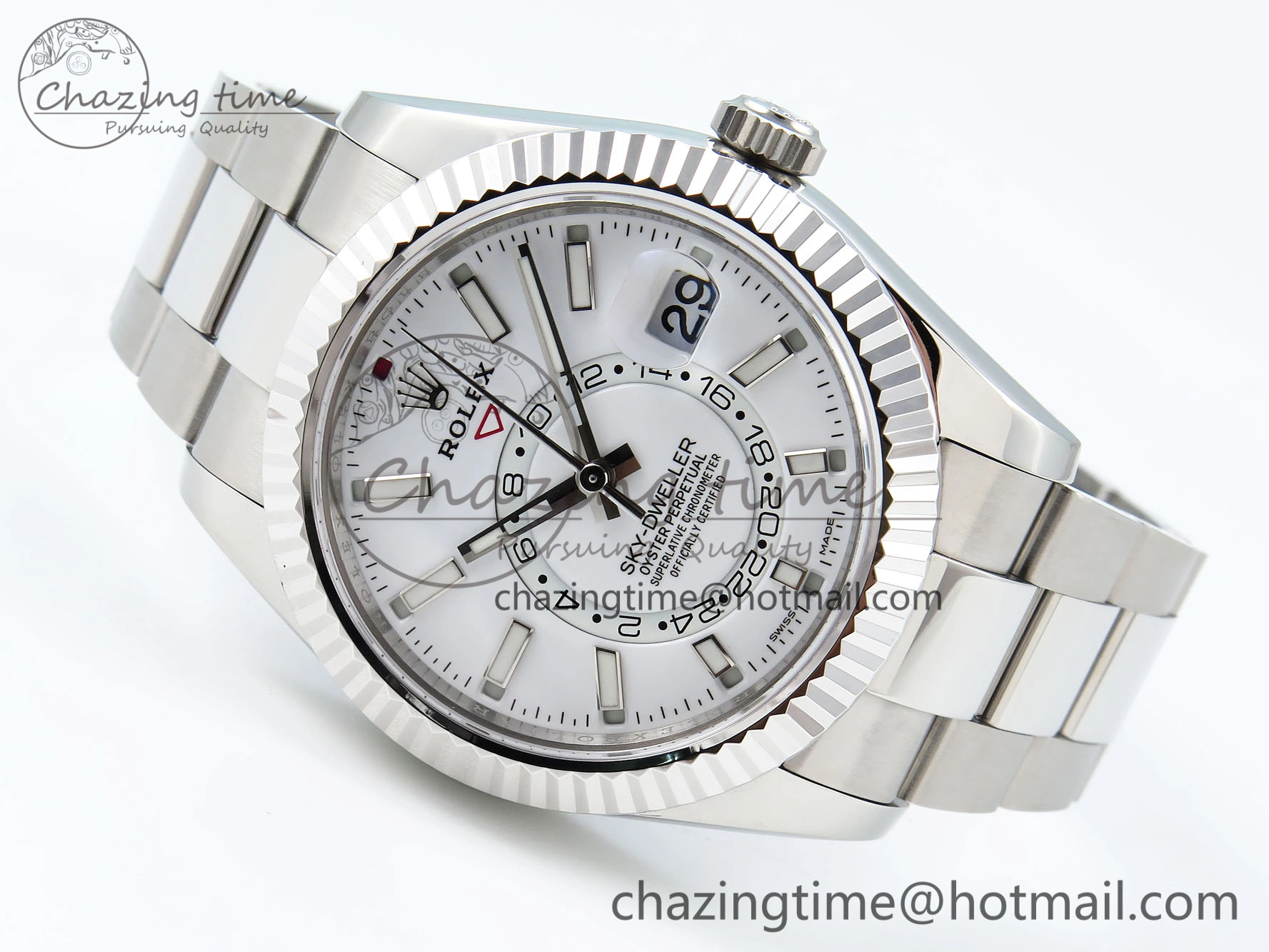 WrinkleFree Sky-Dweller 326934 904L SS ZF 1:1 Best Edition White Dial on SS Bracelet A 1697