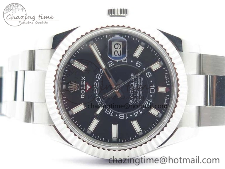 Sky-Dweller 326934 SS Noob 1:1 Best Edition Black Dial on SS Bracelet Asian 23J to TimelessDesign 3003