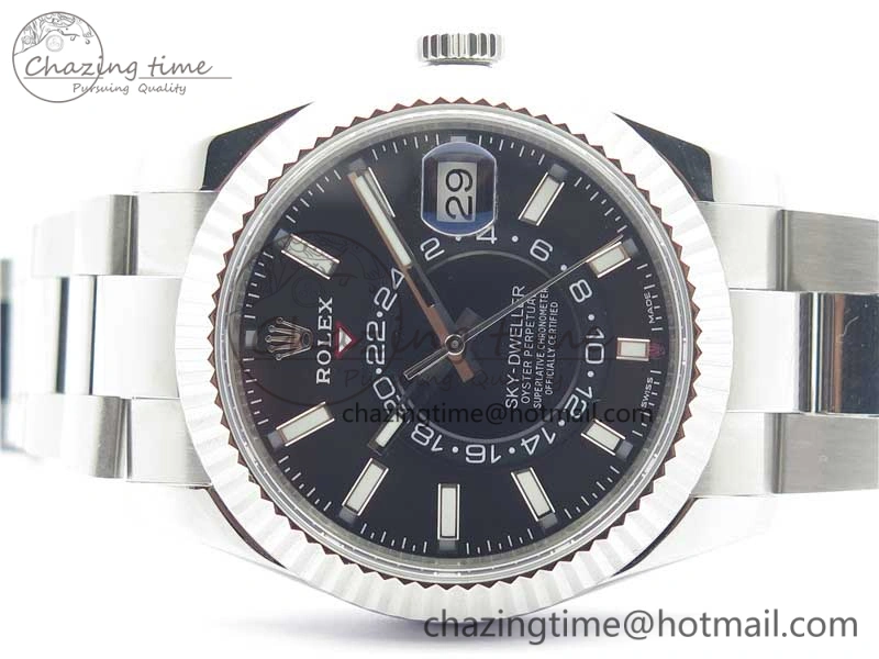 Sky-Dweller 326934 SS Noob 1:1 Best Edition Black Dial on SS Bracelet Asian 23J to TimelessDesign 3003