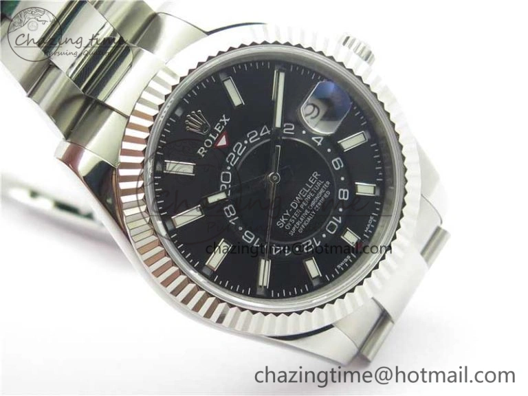 Sky-Dweller 326934 SS Noob 1:1 Best Edition Black Dial on SS Bracelet Asian 23J to TimelessDesign 3003