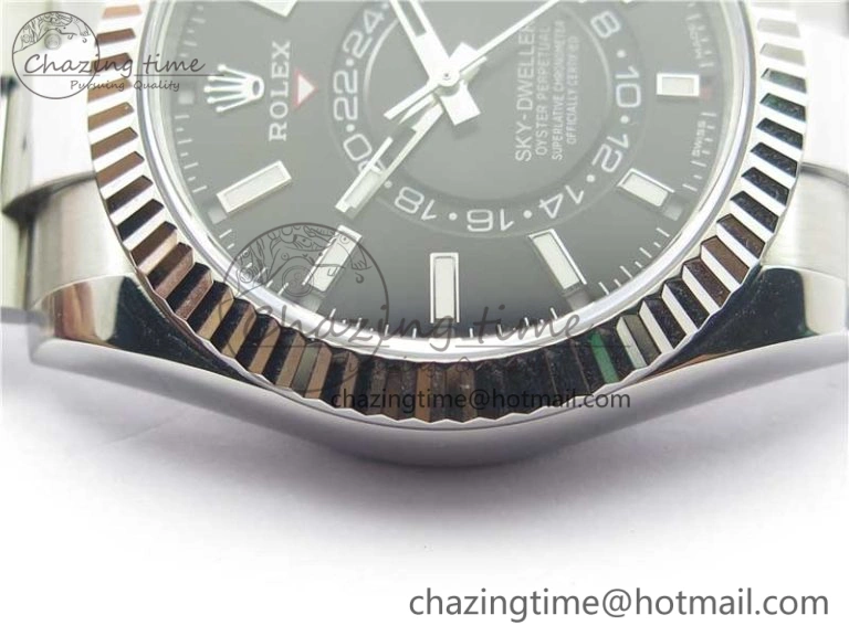 Sky-Dweller 326934 SS Noob 1:1 Best Edition Black Dial on SS Bracelet Asian 23J to TimelessDesign 3003