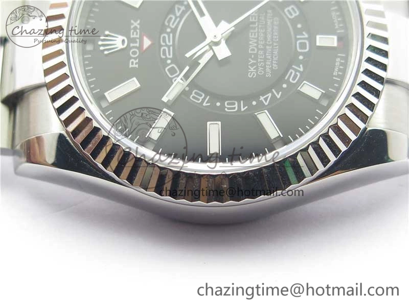 Sky-Dweller 326934 SS Noob 1:1 Best Edition Black Dial on SS Bracelet Asian 23J to TimelessDesign 3003