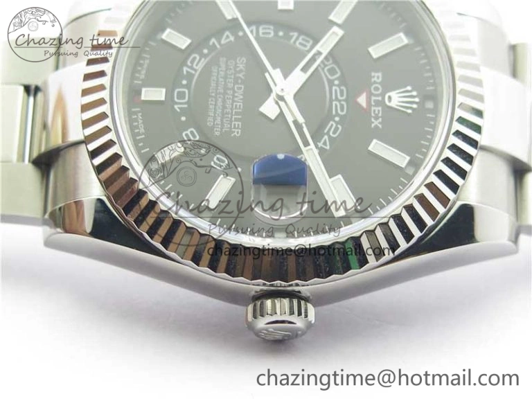 Sky-Dweller 326934 SS Noob 1:1 Best Edition Black Dial on SS Bracelet Asian 23J to TimelessDesign 3003