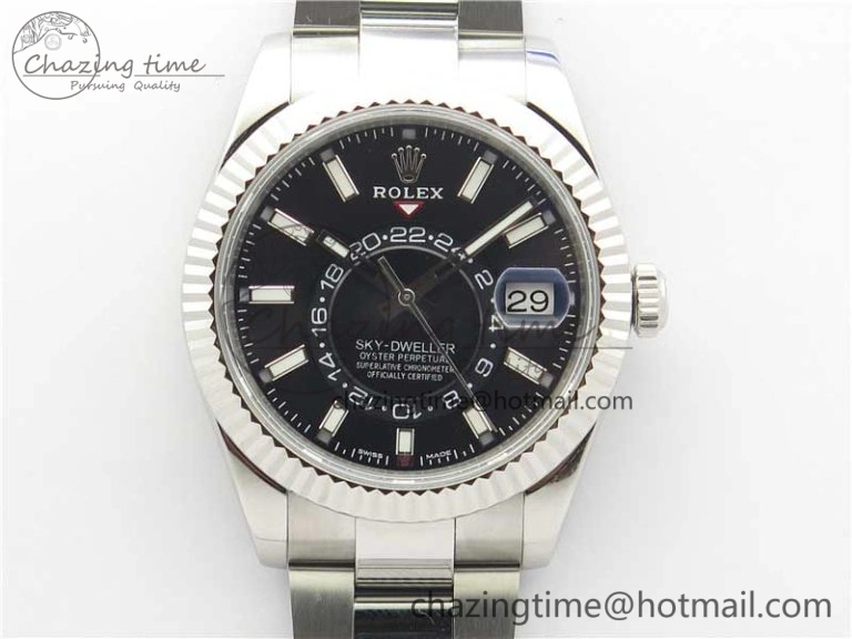 Sky-Dweller 326934 SS Noob 1:1 Best Edition Black Dial on SS Bracelet Asian 23J to TimelessDesign 3003