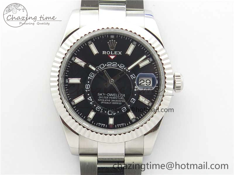 Sky-Dweller 326934 SS Noob 1:1 Best Edition Black Dial on SS Bracelet Asian 23J to TimelessDesign 3003