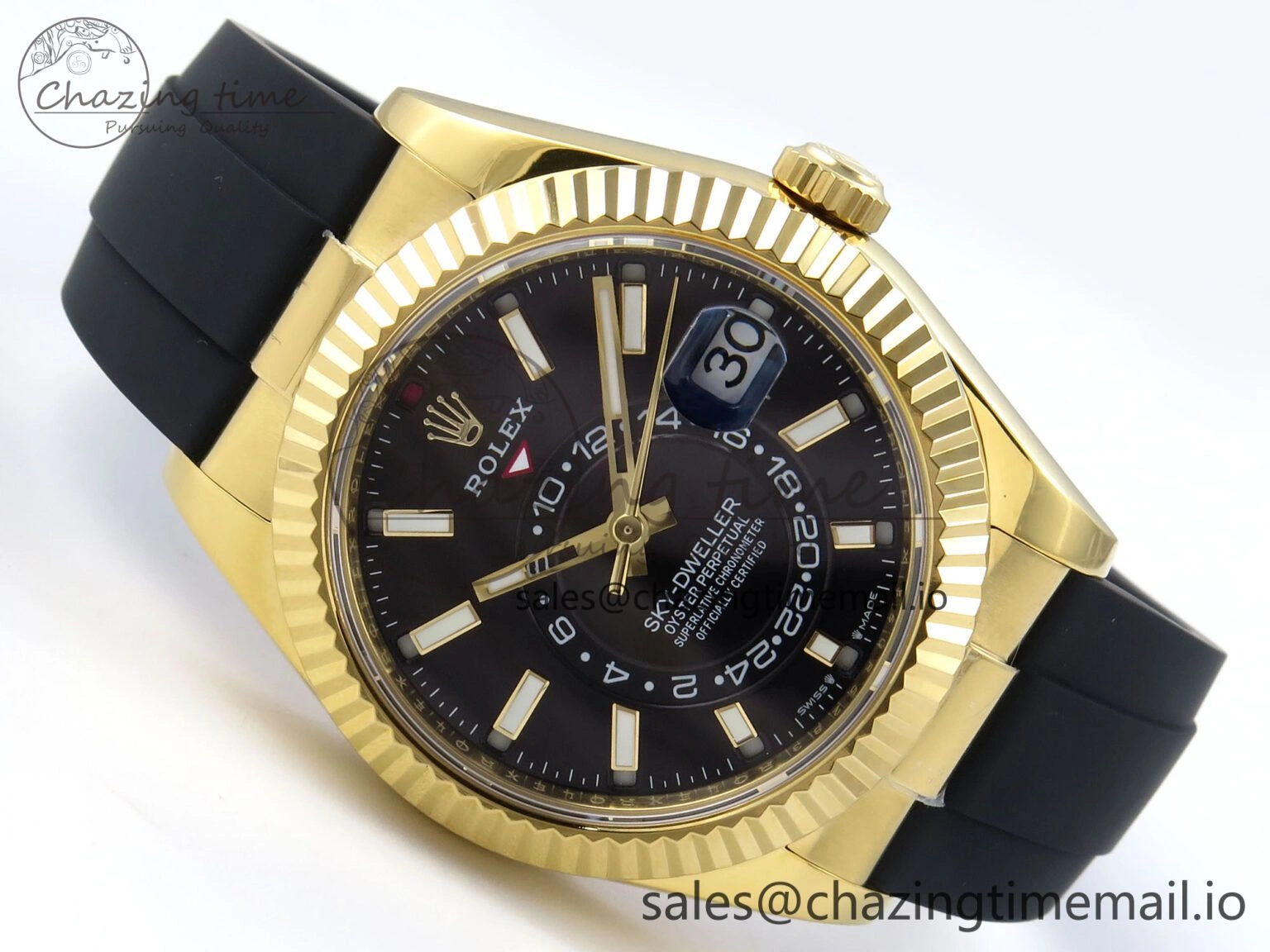 Sky-Dweller 336238 YG ZF 1:1 Best Edition Black Dial on Oysterflex Strap A23J (Gain Weight) Attractive 903
