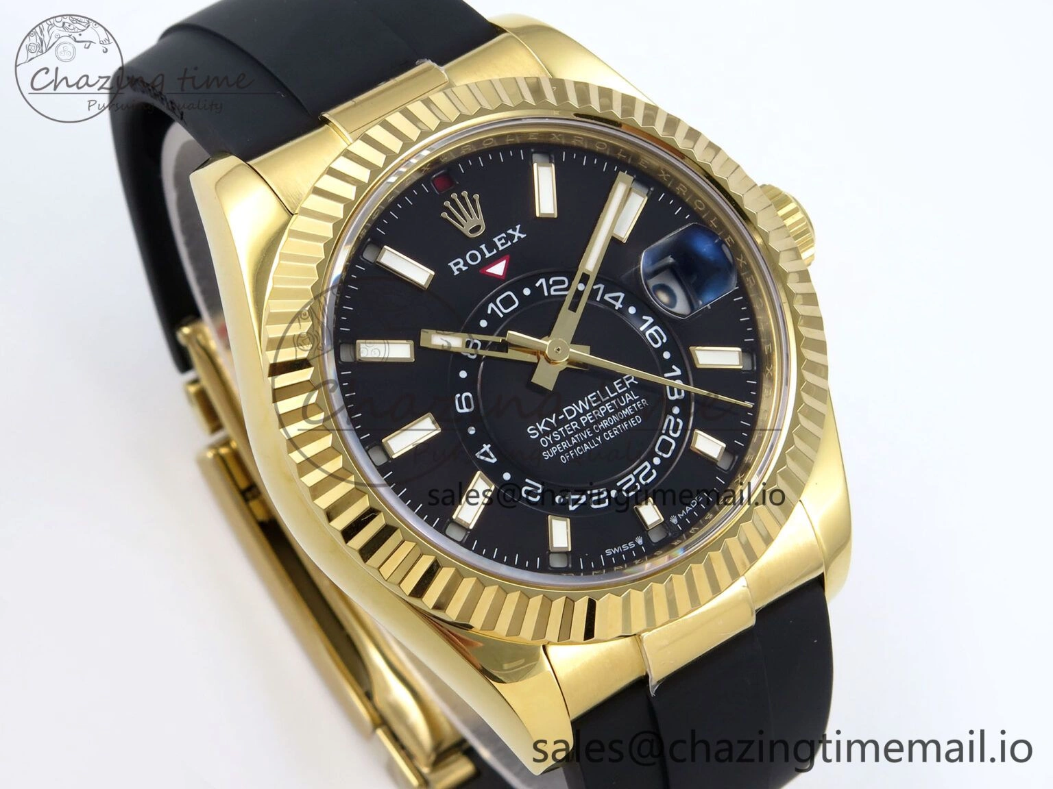 Sky-Dweller 336238 YG ZF 1:1 Best Edition Black Dial on Oysterflex Strap A23J (Gain Weight) Attractive 903