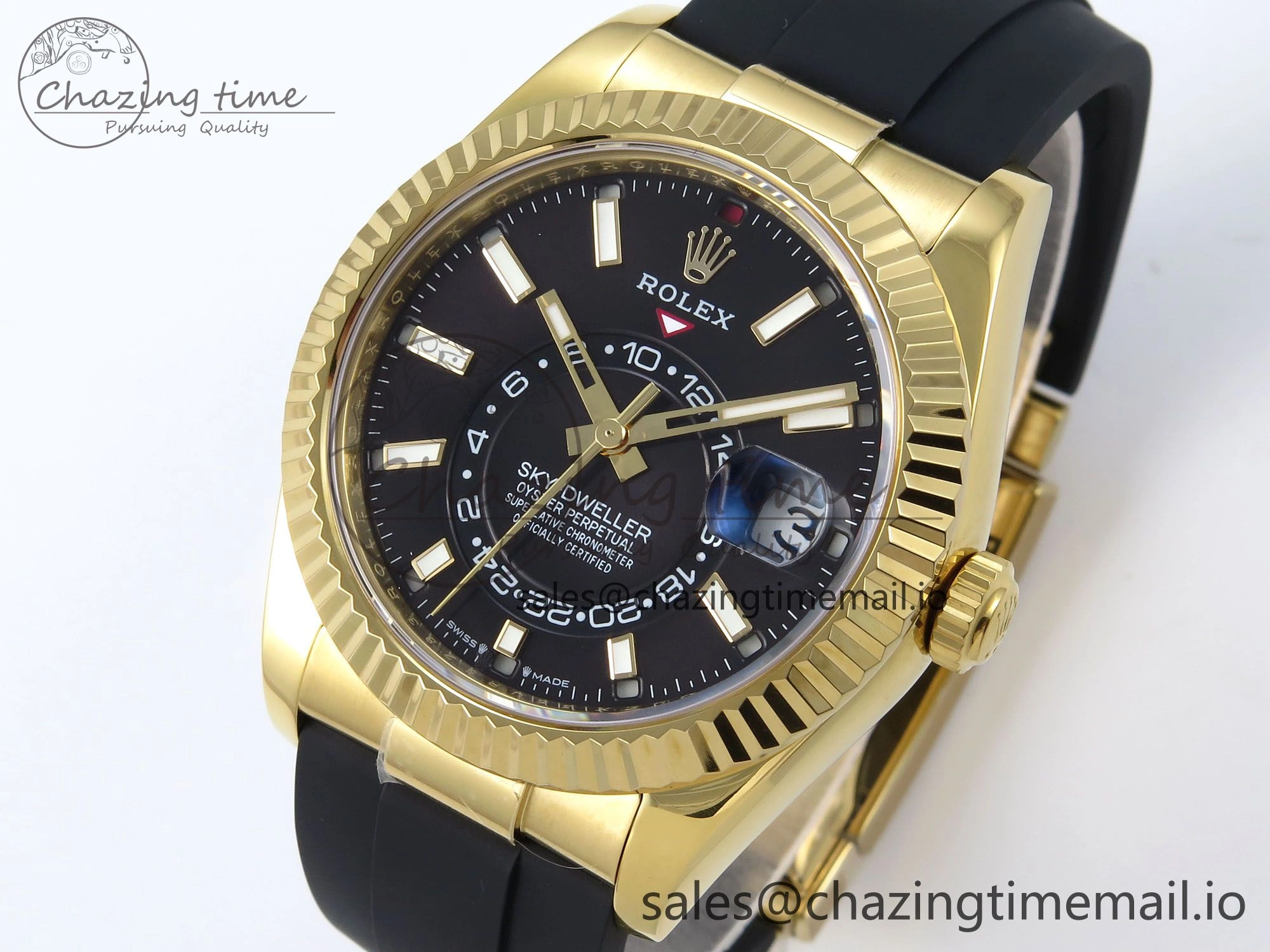 Sky-Dweller 336238 YG ZF 1:1 Best Edition Black Dial on Oysterflex Strap A23J (Gain Weight) Attractive 903