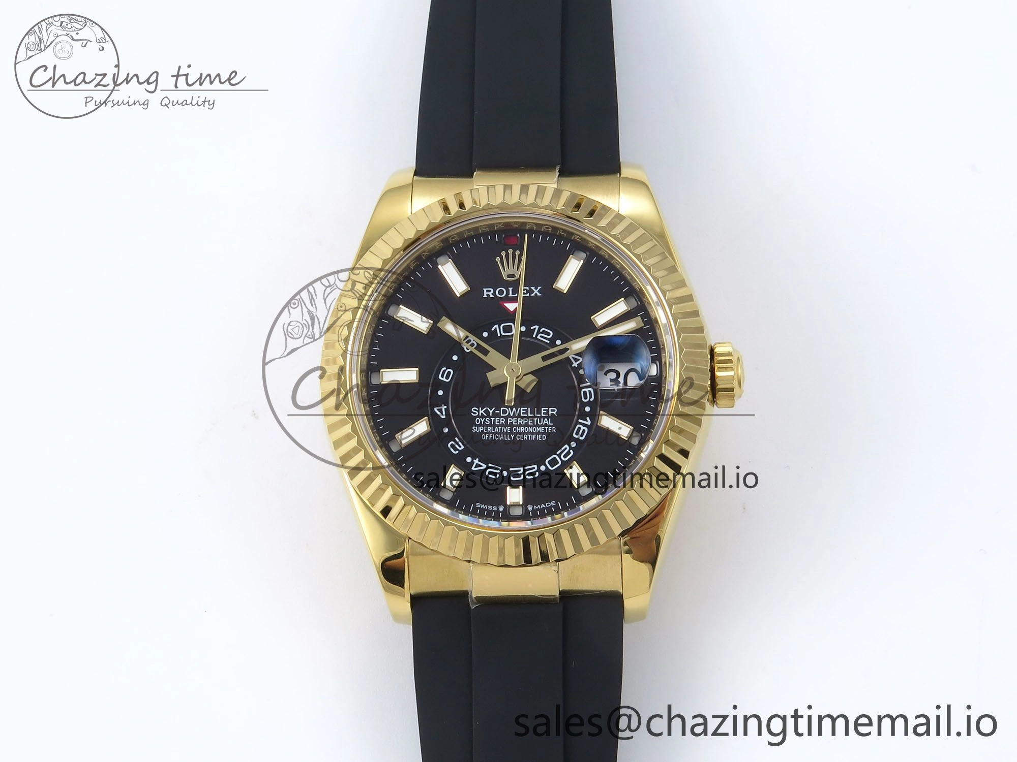 Sky-Dweller 336238 YG ZF 1:1 Best Edition Black Dial on Oysterflex Strap A23J (Gain Weight) Attractive 903