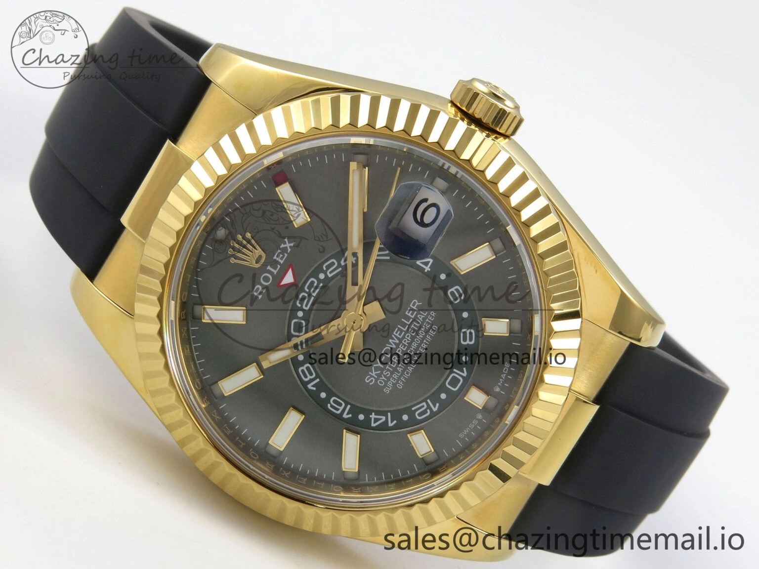 Sky-Dweller 336238 YG ZF 1:1 Best Edition Mint Green Dial on Oysterflex Rubber Strap Asian 2824(Gain Weight) MoistureWicking 32