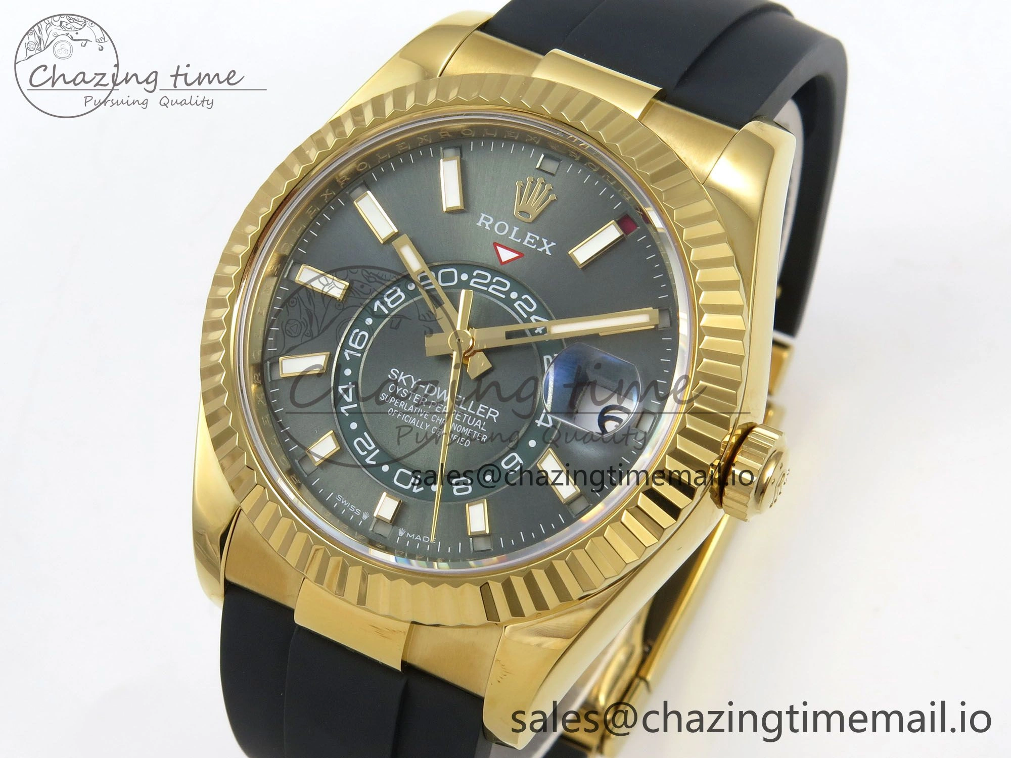 Sky-Dweller 336238 YG ZF 1:1 Best Edition Mint Green Dial on Oysterflex Rubber Strap Asian 2824(Gain Weight) MoistureWicking 32