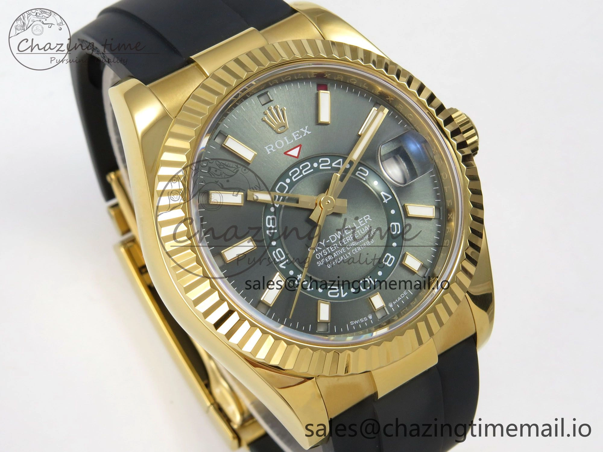 Sky-Dweller 336238 YG ZF 1:1 Best Edition Mint Green Dial on Oysterflex Rubber Strap Asian 2824(Gain Weight) MoistureWicking 32