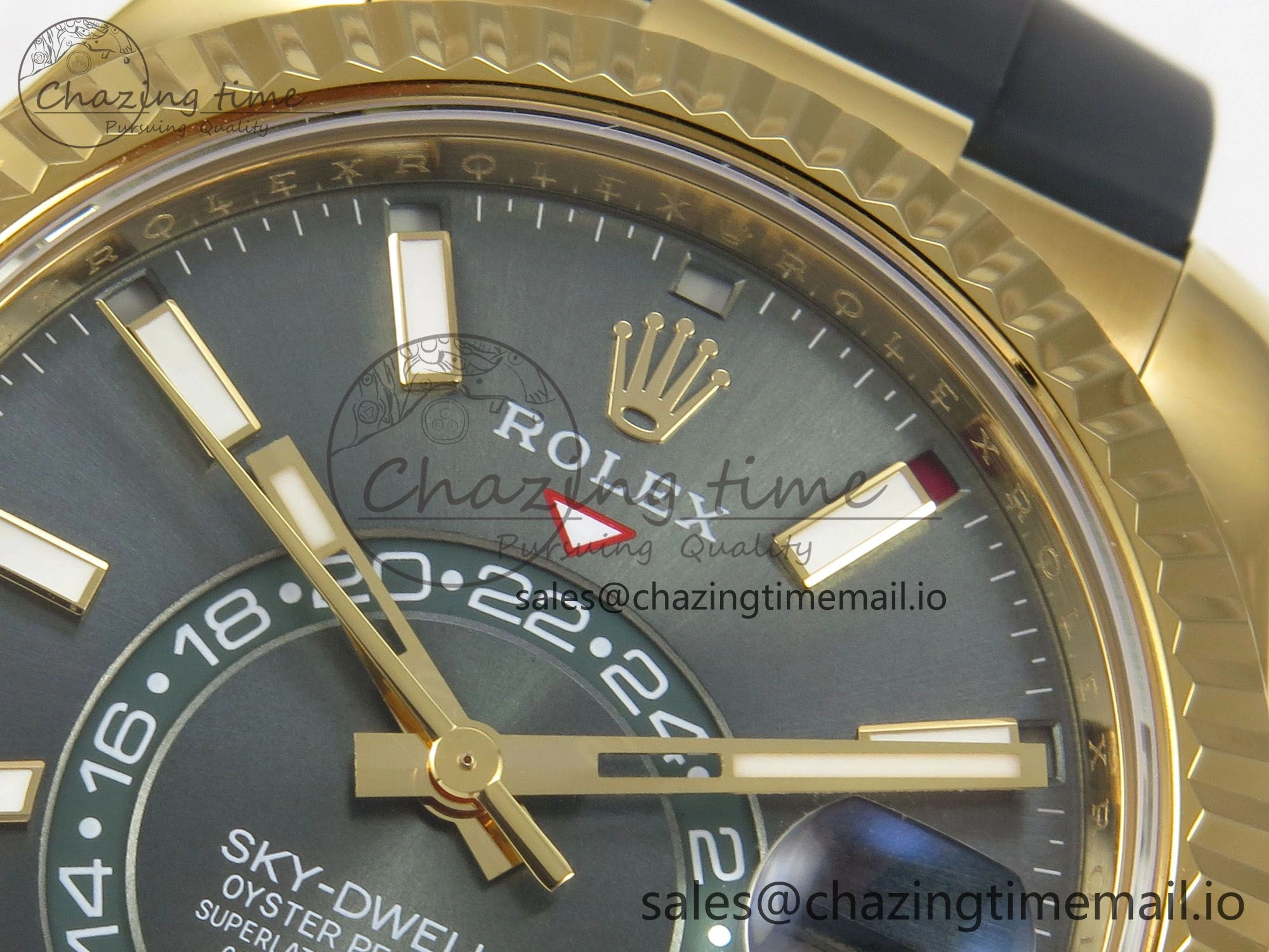 Sky-Dweller 336238 YG ZF 1:1 Best Edition Mint Green Dial on Oysterflex Rubber Strap Asian 2824(Gain Weight) MoistureWicking 32