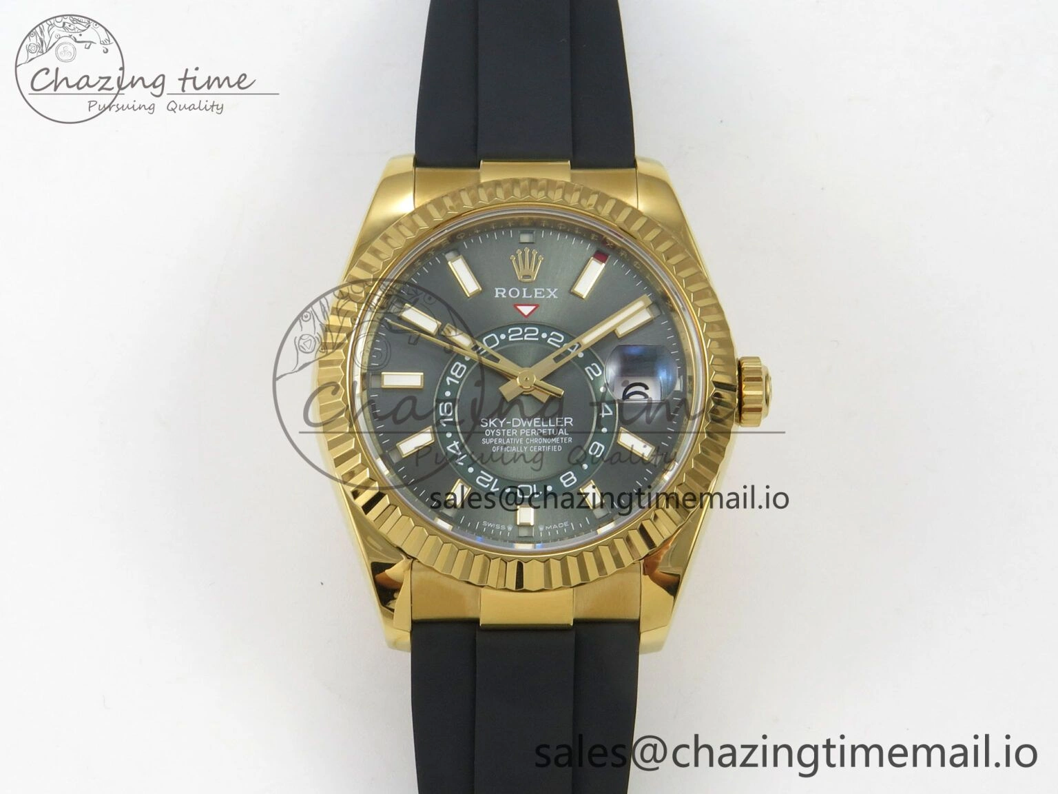 Sky-Dweller 336238 YG ZF 1:1 Best Edition Mint Green Dial on Oysterflex Rubber Strap Asian 2824(Gain Weight) MoistureWicking 32