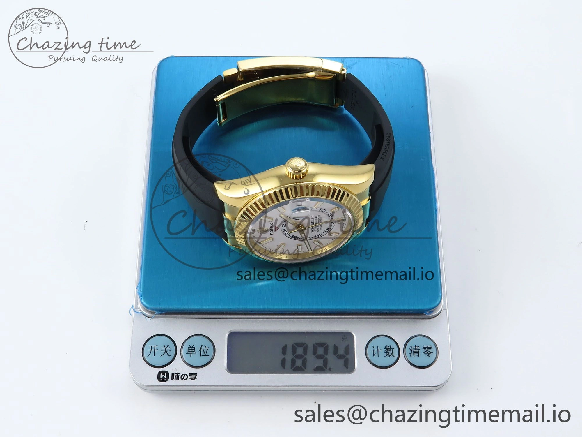 WrinkleFree Sky-Dweller 336238 YG ZF 1:1 Best Edition White Dial on Oysterflex Strap A23J (Gain Weight) 904