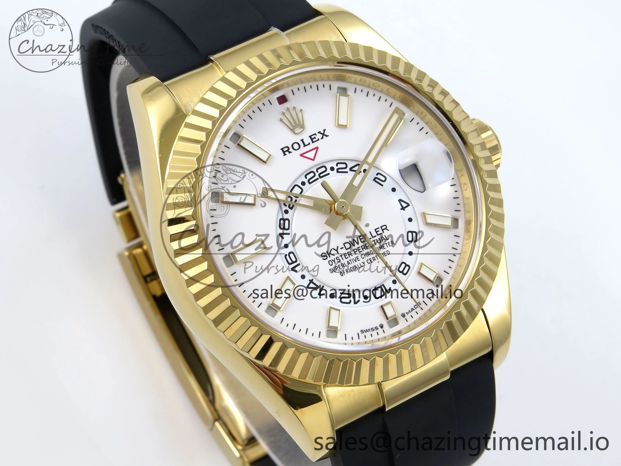 WrinkleFree Sky-Dweller 336238 YG ZF 1:1 Best Edition White Dial on Oysterflex Strap A23J (Gain Weight) 904