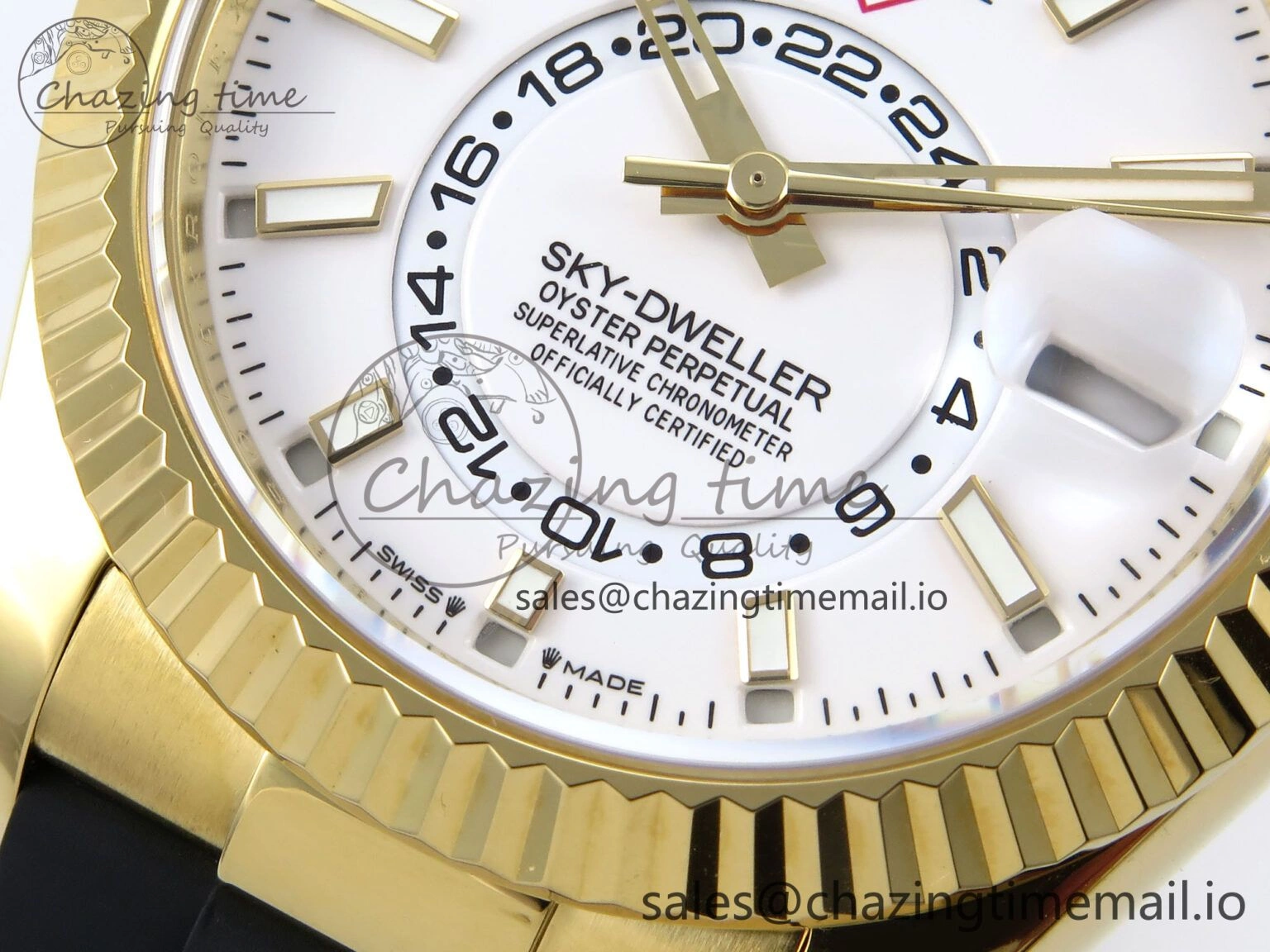 WrinkleFree Sky-Dweller 336238 YG ZF 1:1 Best Edition White Dial on Oysterflex Strap A23J (Gain Weight) 904