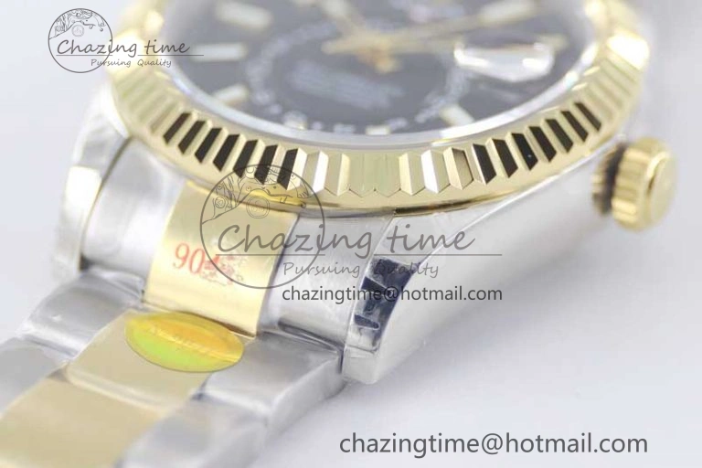 Durable Sky-Dweller 904L SS YG Noob 1:1 Best Edition Black Dial on SS YG Bracelet Asian 23J to 2386