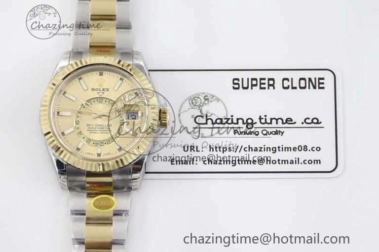 Snug Sky-Dweller 904L SS YG Noob 1:1 Best Edition Gold Dial on SS YG Bracelet Asian 23J to 2384