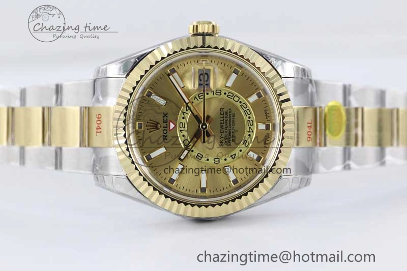 Snug Sky-Dweller 904L SS YG Noob 1:1 Best Edition Gold Dial on SS YG Bracelet Asian 23J to 2384