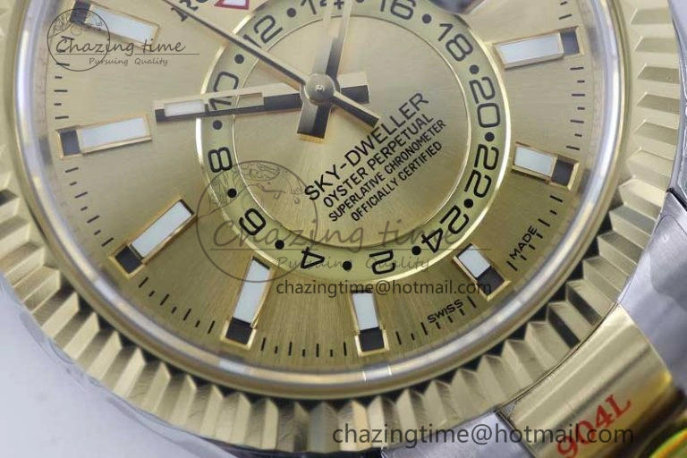 Snug Sky-Dweller 904L SS YG Noob 1:1 Best Edition Gold Dial on SS YG Bracelet Asian 23J to 2384