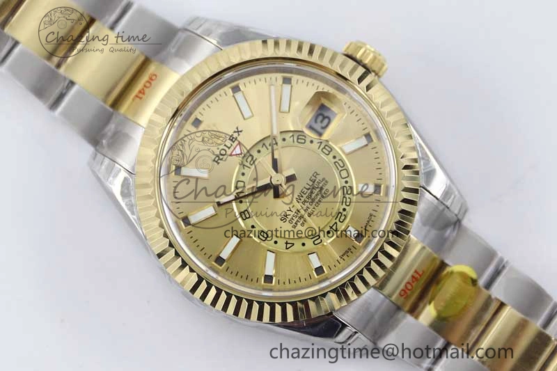 Snug Sky-Dweller 904L SS YG Noob 1:1 Best Edition Gold Dial on SS YG Bracelet Asian 23J to 2384