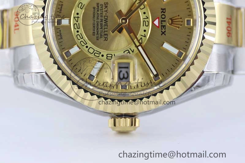 Snug Sky-Dweller 904L SS YG Noob 1:1 Best Edition Gold Dial on SS YG Bracelet Asian 23J to 2384