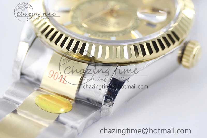 Snug Sky-Dweller 904L SS YG Noob 1:1 Best Edition Gold Dial on SS YG Bracelet Asian 23J to 2384