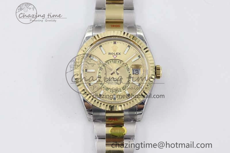 Snug Sky-Dweller 904L SS YG Noob 1:1 Best Edition Gold Dial on SS YG Bracelet Asian 23J to 2384