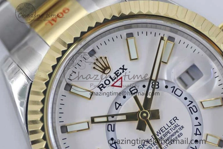 Attractive Sky-Dweller 904L SS YG Noob 1:1 Best Edition White Dial on SS YG Bracelet Asian 23J to 2387