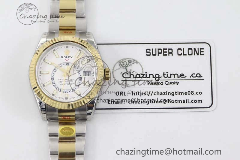 Attractive Sky-Dweller 904L SS YG Noob 1:1 Best Edition White Dial on SS YG Bracelet Asian 23J to 2387