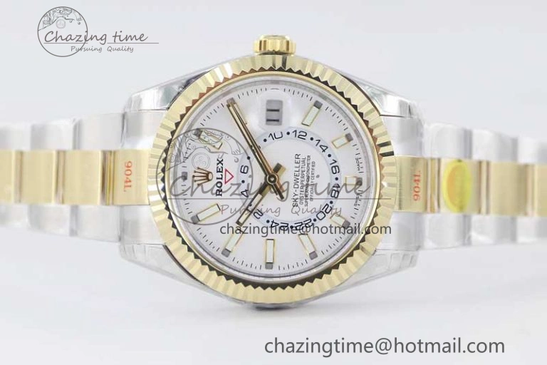 Attractive Sky-Dweller 904L SS YG Noob 1:1 Best Edition White Dial on SS YG Bracelet Asian 23J to 2387