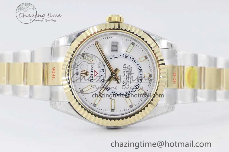 Attractive Sky-Dweller 904L SS YG Noob 1:1 Best Edition White Dial on SS YG Bracelet Asian 23J to 2387