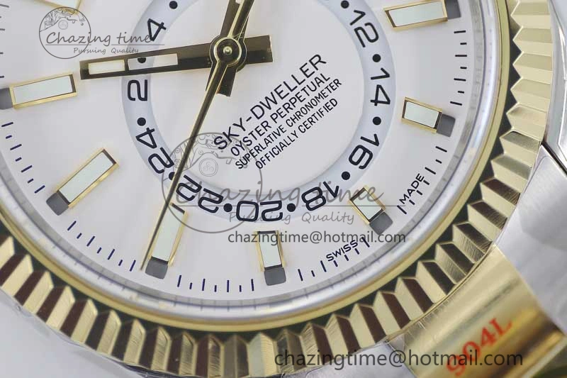 Attractive Sky-Dweller 904L SS YG Noob 1:1 Best Edition White Dial on SS YG Bracelet Asian 23J to 2387