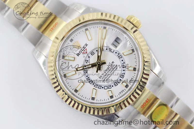 Attractive Sky-Dweller 904L SS YG Noob 1:1 Best Edition White Dial on SS YG Bracelet Asian 23J to 2387