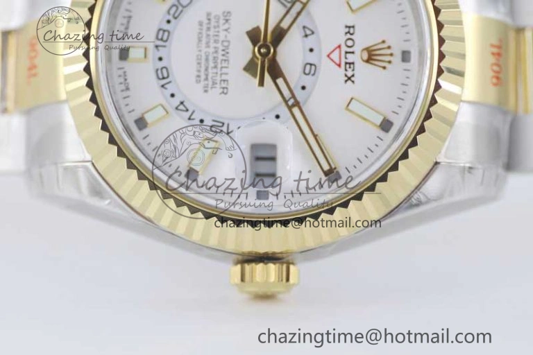 Attractive Sky-Dweller 904L SS YG Noob 1:1 Best Edition White Dial on SS YG Bracelet Asian 23J to 2387