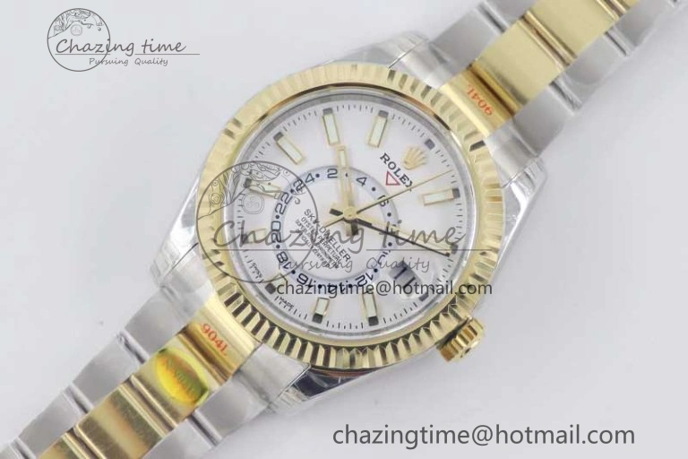 Attractive Sky-Dweller 904L SS YG Noob 1:1 Best Edition White Dial on SS YG Bracelet Asian 23J to 2387