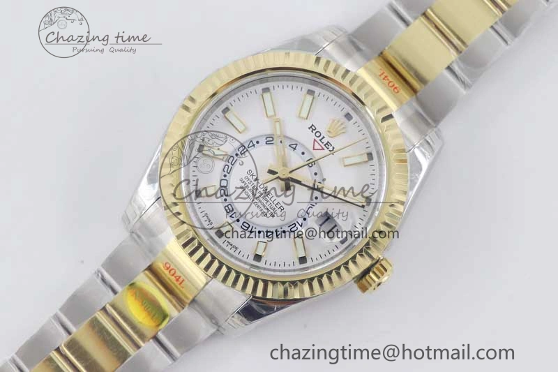 Attractive Sky-Dweller 904L SS YG Noob 1:1 Best Edition White Dial on SS YG Bracelet Asian 23J to 2387