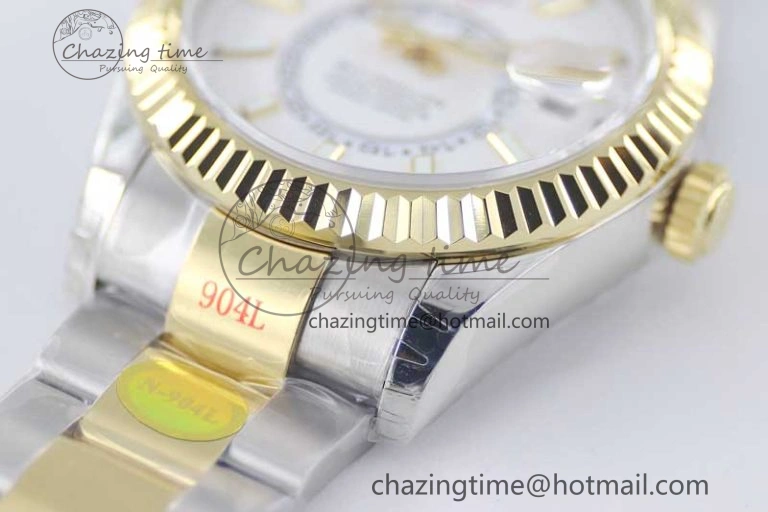 Attractive Sky-Dweller 904L SS YG Noob 1:1 Best Edition White Dial on SS YG Bracelet Asian 23J to 2387