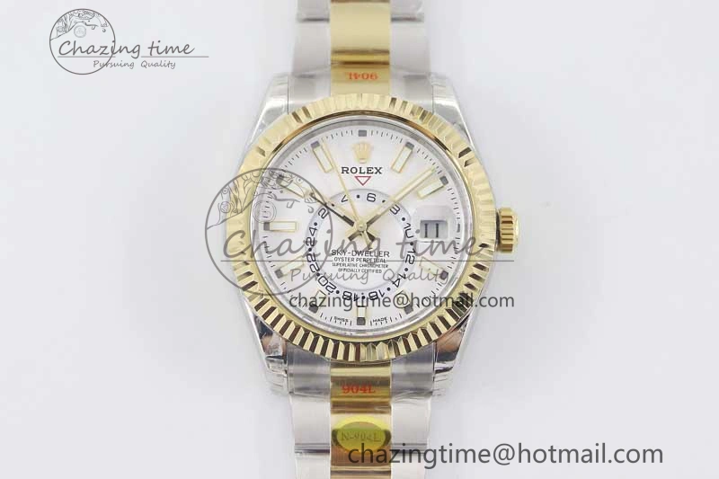 Attractive Sky-Dweller 904L SS YG Noob 1:1 Best Edition White Dial on SS YG Bracelet Asian 23J to 2387