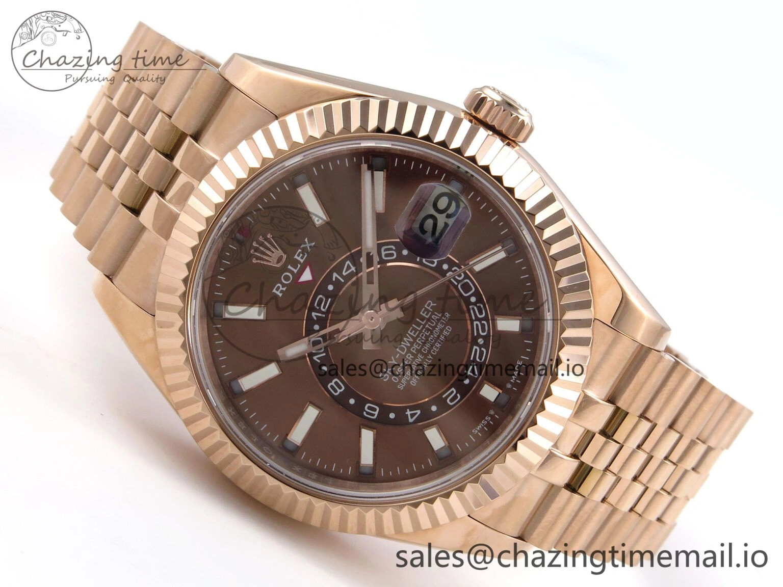 Sky-Dweller RG Noob Best Edition Brown Dial on RG Jubilee Bracelet A23J WrinkleFree 1190