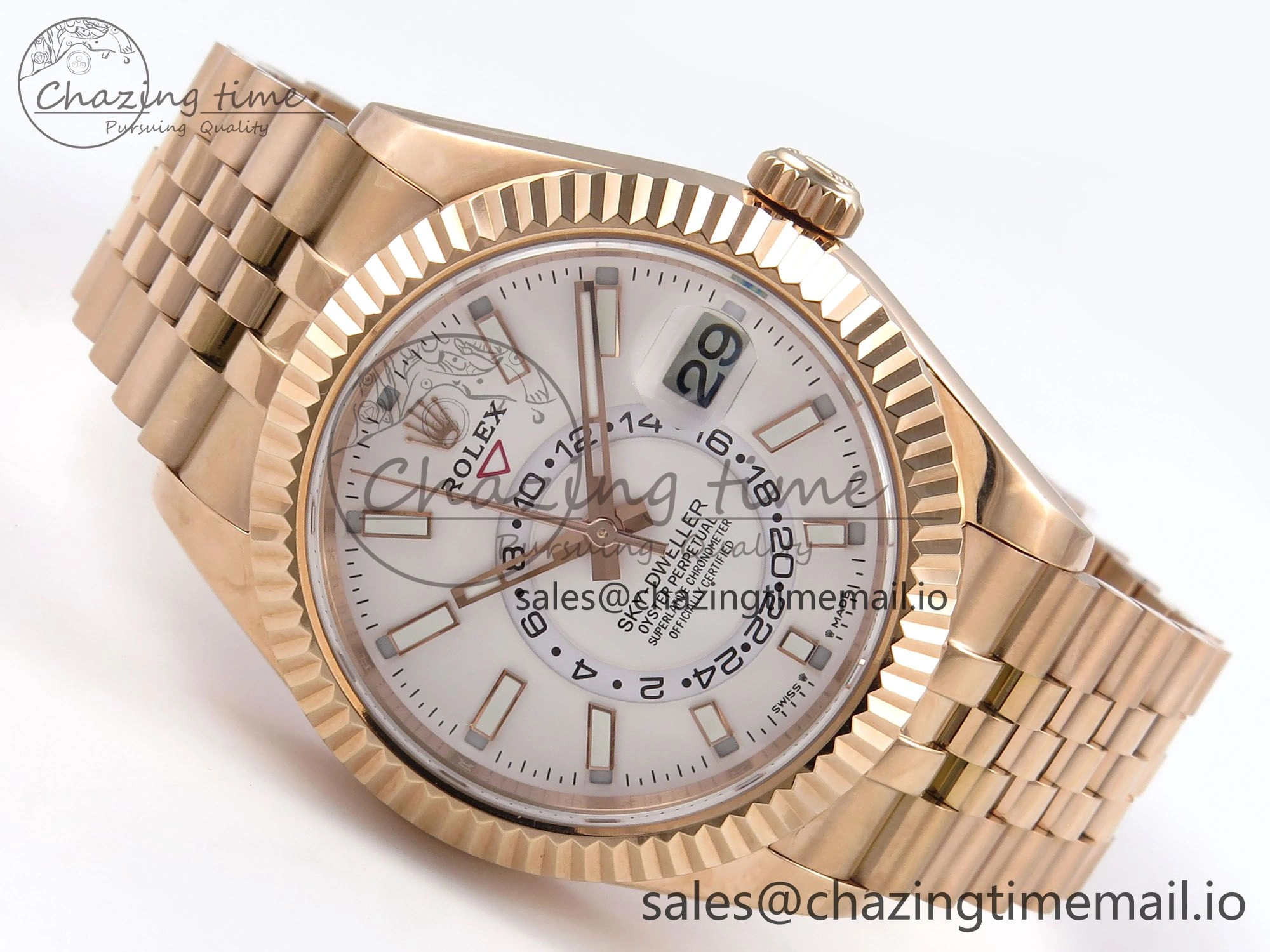 Sky-Dweller RG Noob Best Edition White Dial on RG Jubilee Bracelet A23J OnTrend 1186