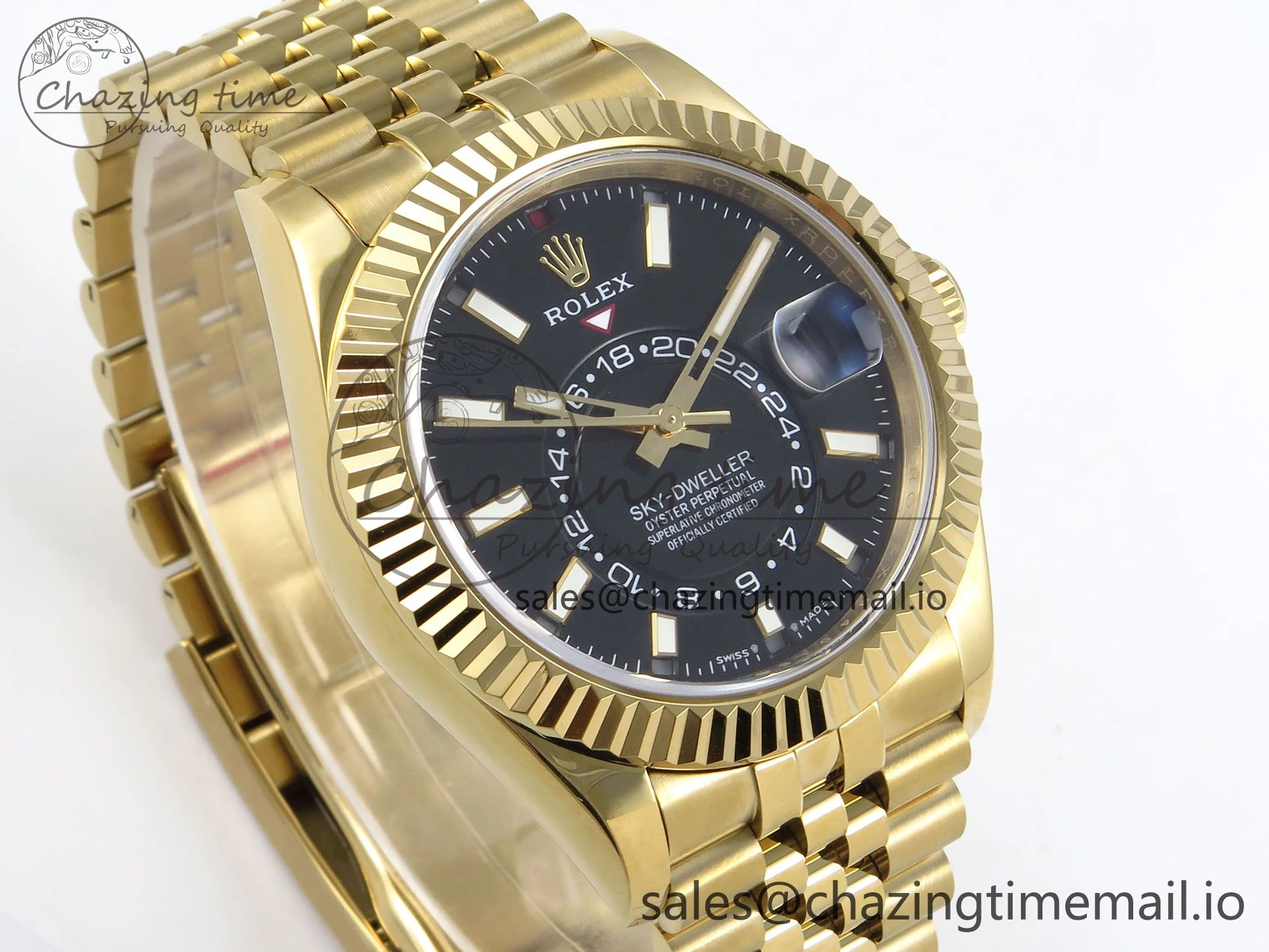 Comfortable Sky-Dweller YG Noob Best Edition Black Dial on YG Jubilee Bracelet A23J 1185
